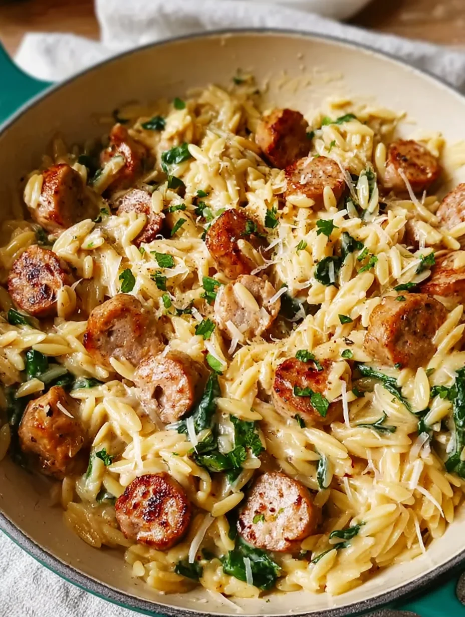 Creamy Chicken Sausage Orzo