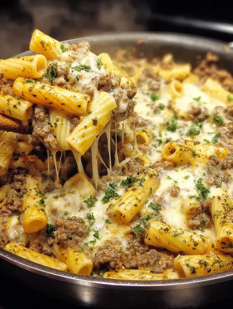 Cheesy Ground Beef Pasta Skillet