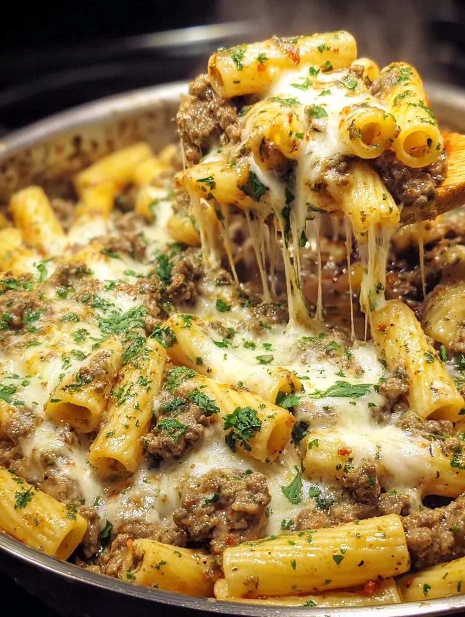 Cheesy Ground Beef Pasta Skillet