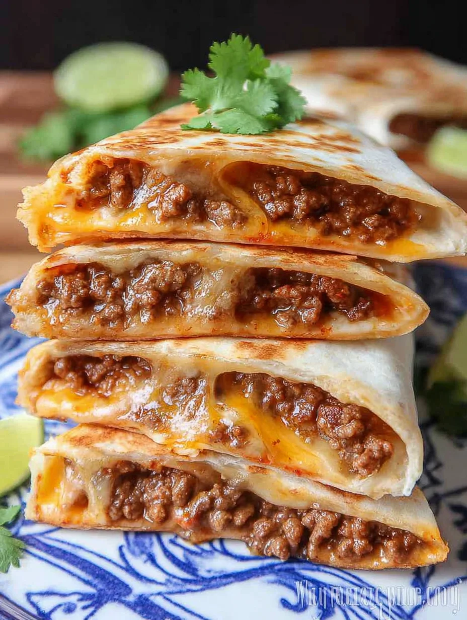 Cheesy Ground Beef Quesadillas