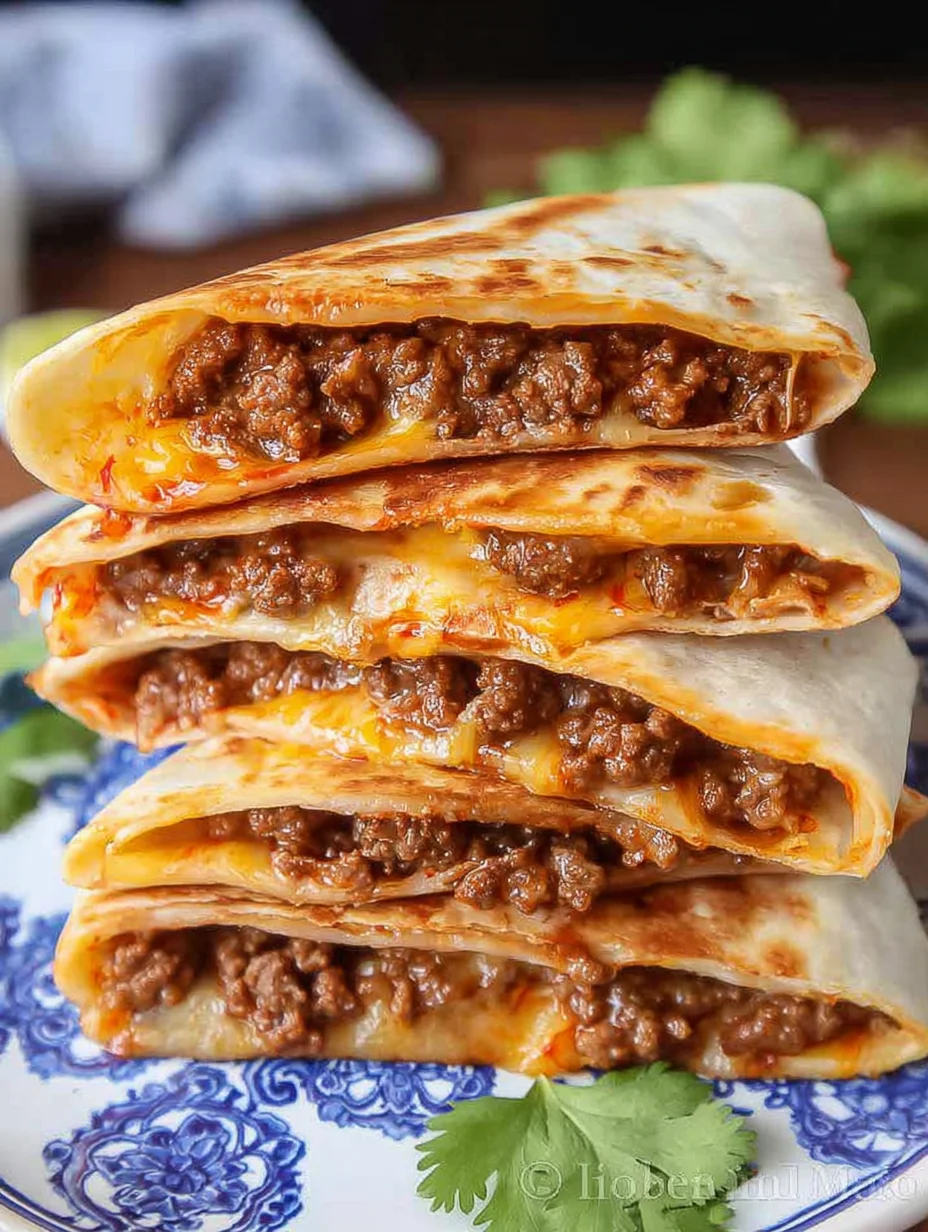 Cheesy Ground Beef Quesadillas