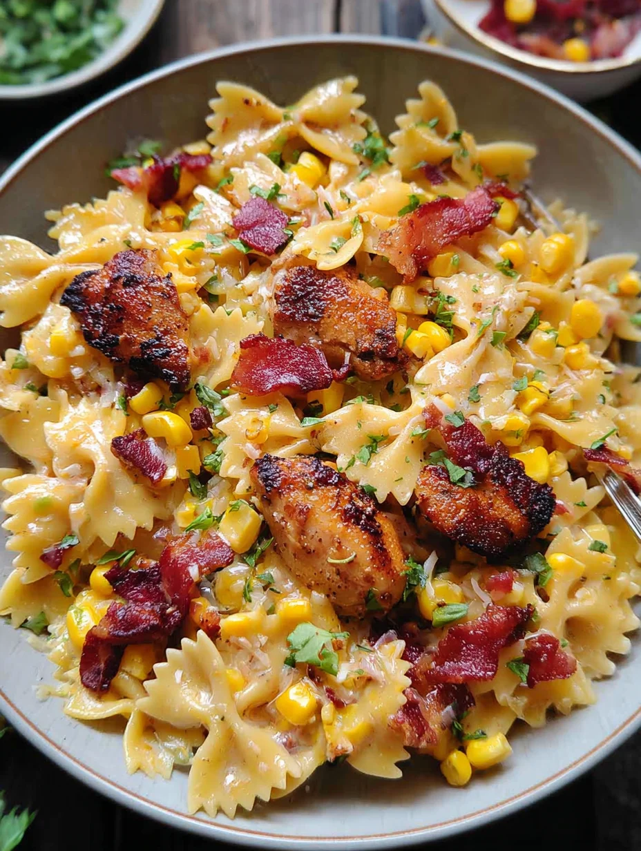 Creamy Chicken and Corn Pasta with Bacon