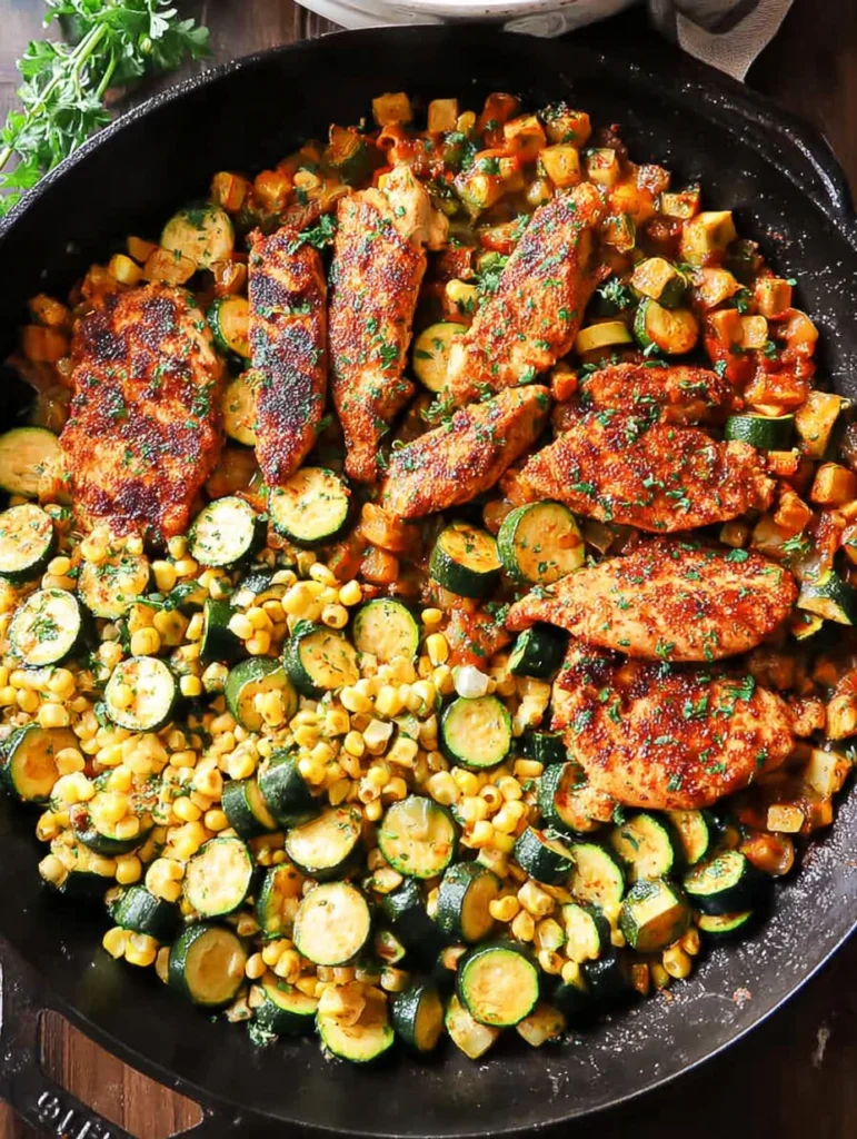 Garlic Butter Chicken with Zucchini and Corn