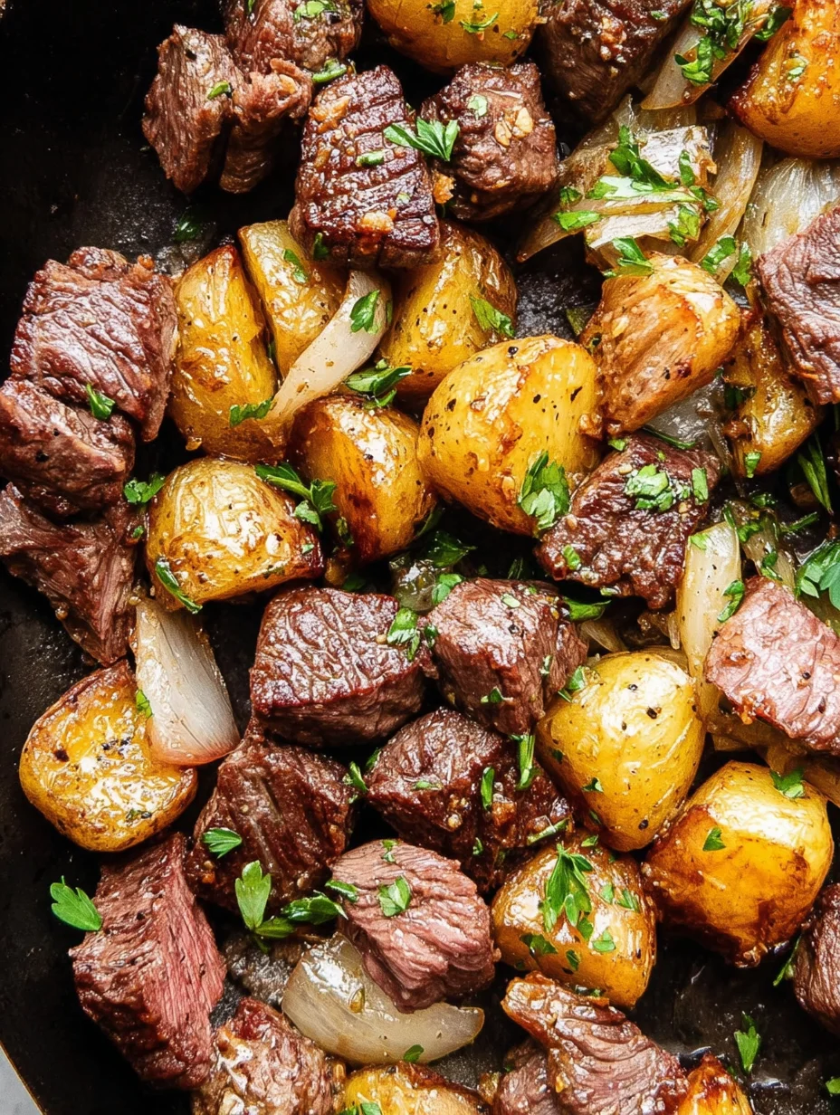 Garlic Butter Steak Bites and Potatoes