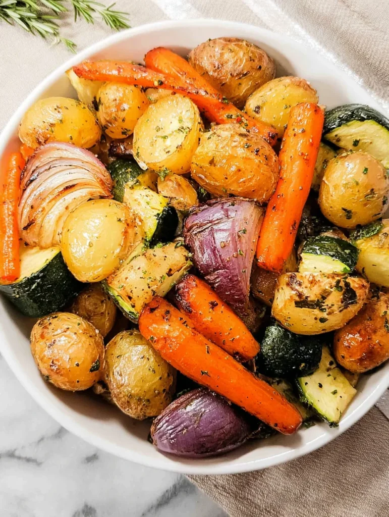 Garlic Herb Roasted Potatoes Carrots and Zucchini