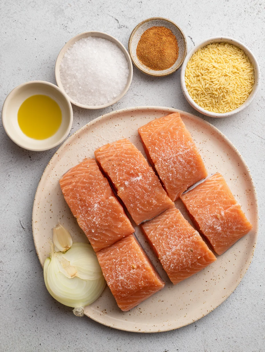 One Skillet Salmon with Lemon Orzo