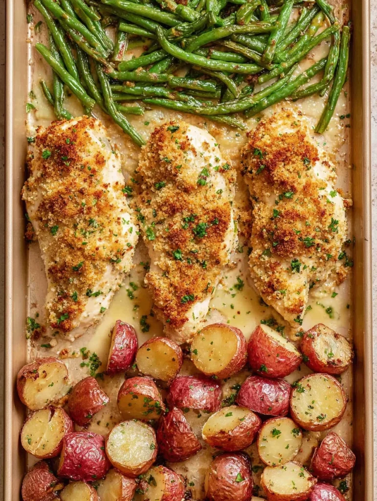 Parmesan Crusted Chicken Sheet Pan Dinner