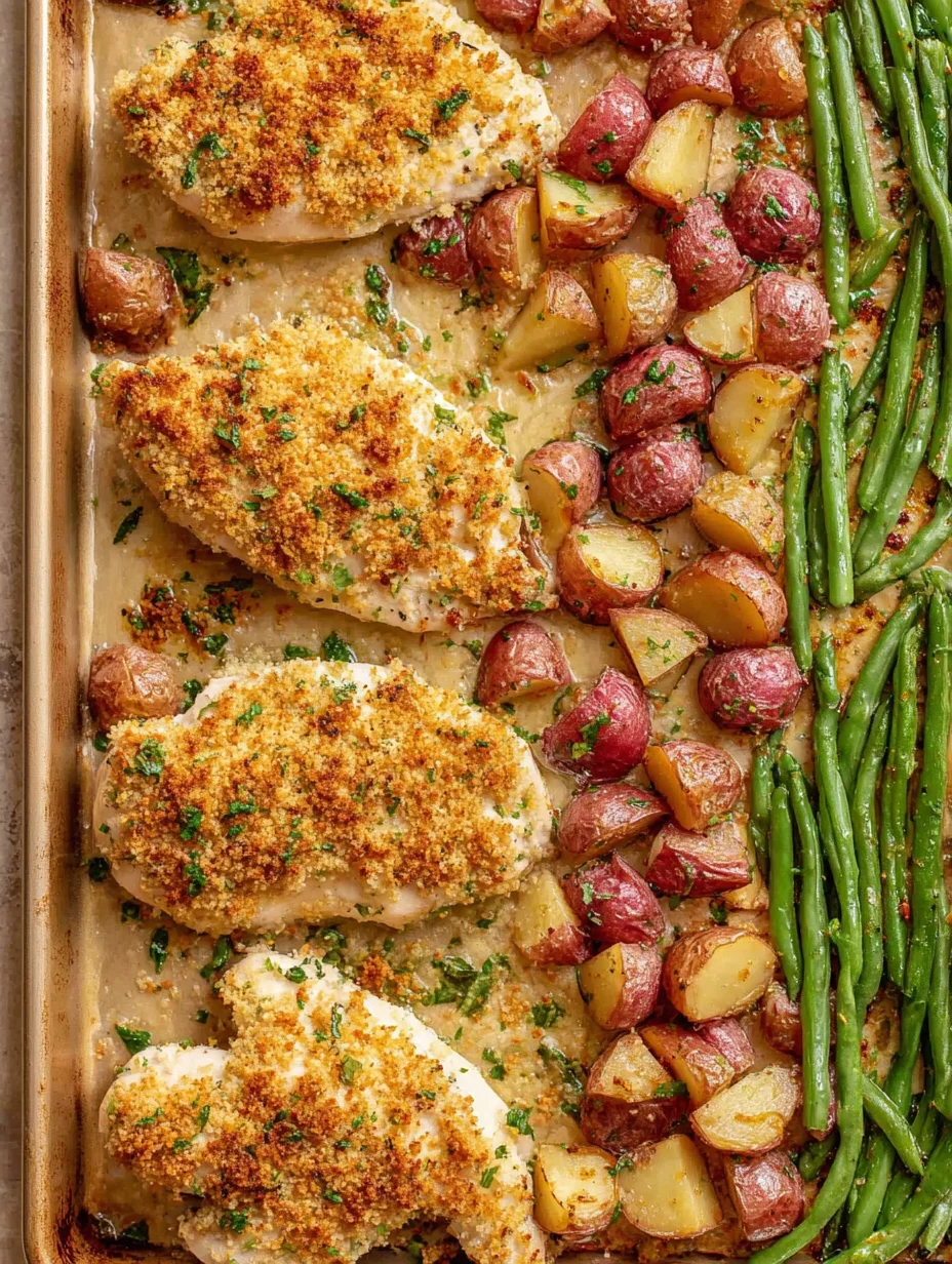 Parmesan Crusted Chicken Sheet Pan Dinner