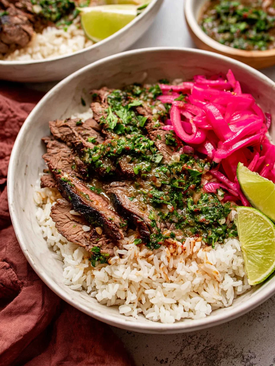 Skirt Steak Rice Bowls with Chimichurri Sauce