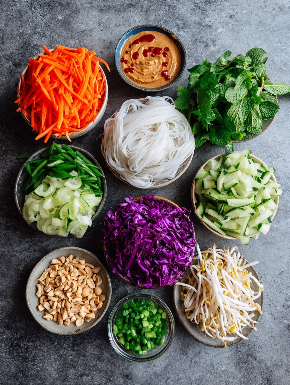 Spring Roll Bowl with Peanut Sauce