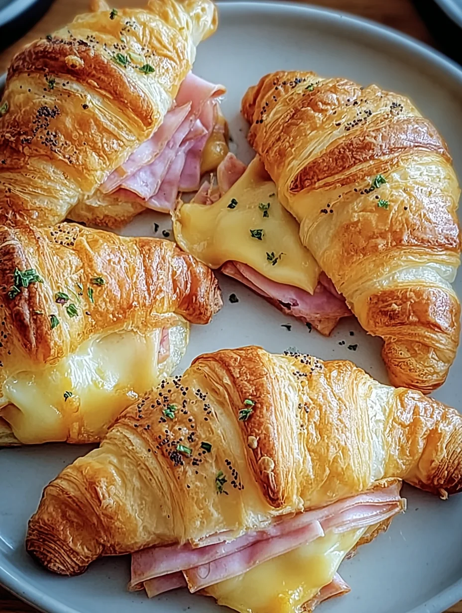 Baked Ham and Cheese Croissants