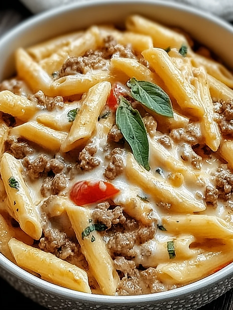 Creamy Rotel Pasta with Ground Beef