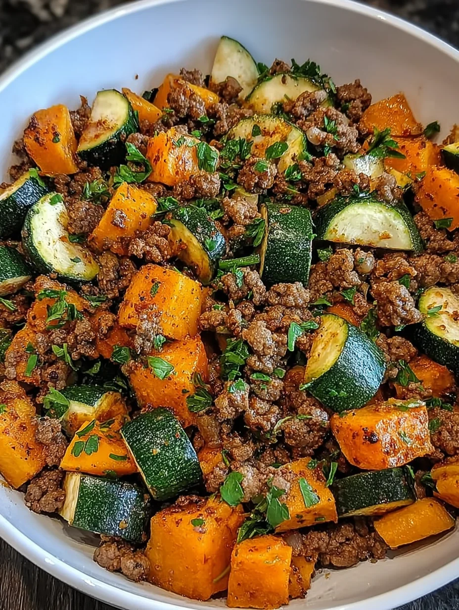 Ground Beef Zucchini Sweet Potato Skillet
