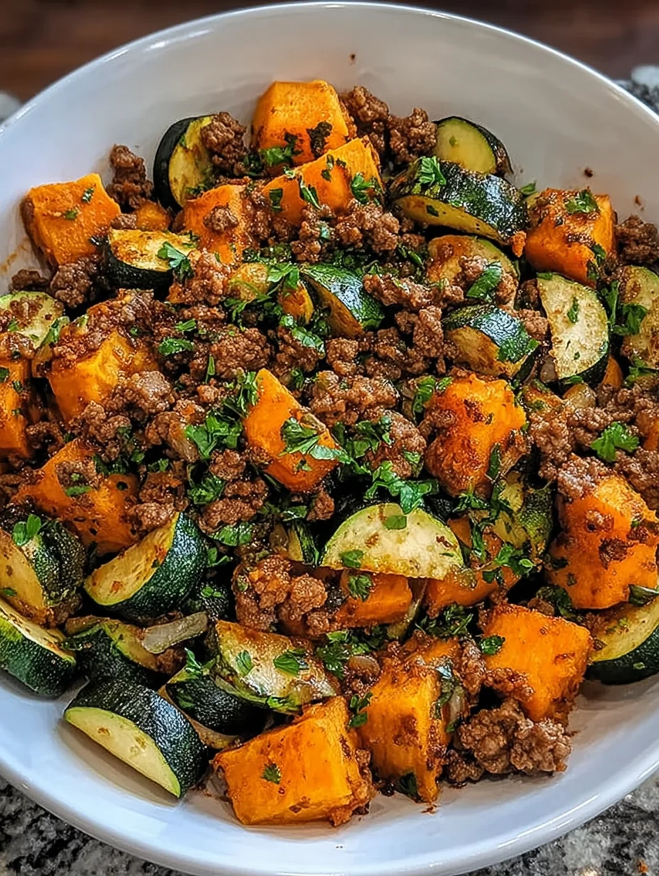 Ground Beef Zucchini Sweet Potato Skillet