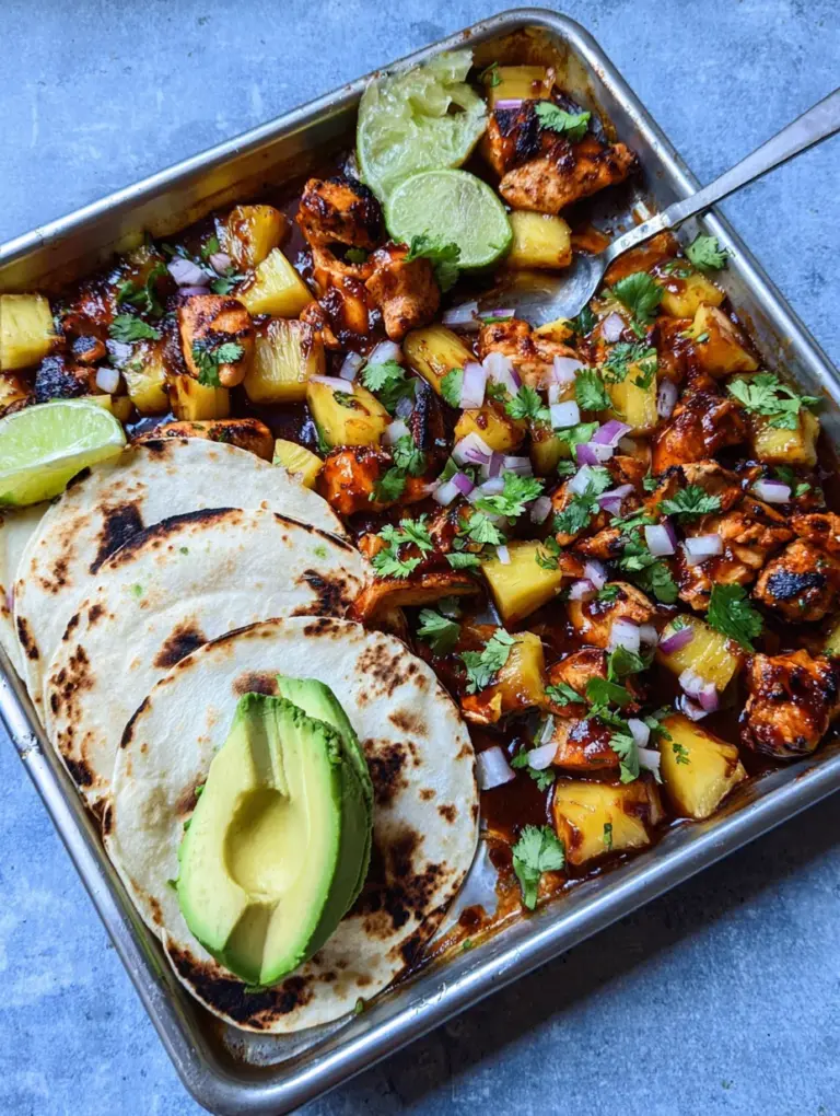 One Pan Chicken & Pineapple Tacos
