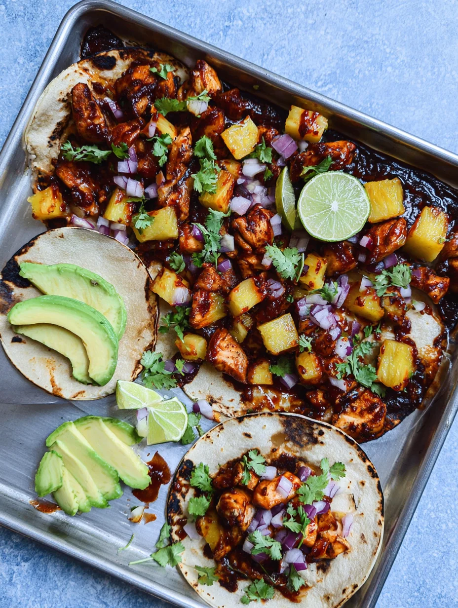 One Pan Chicken & Pineapple Tacos