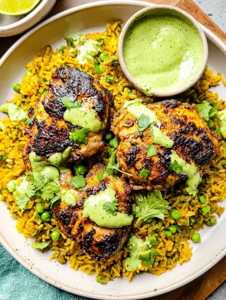 Peruvian Chicken and Rice with Green Sauce