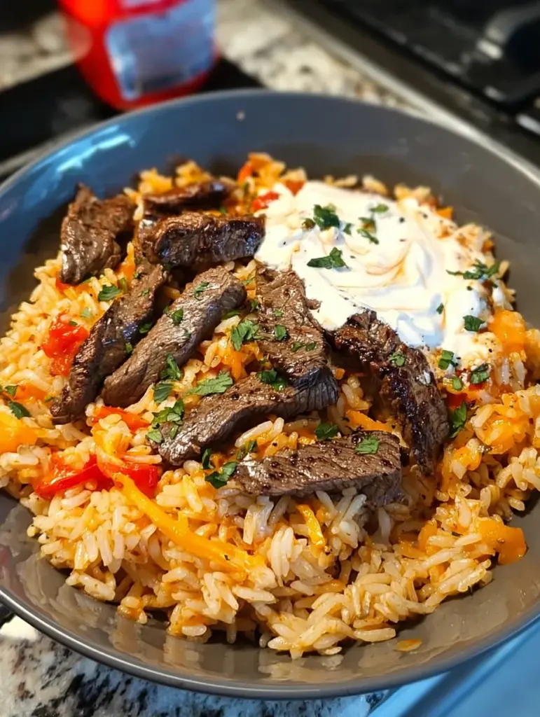 Steak Queso Rice
