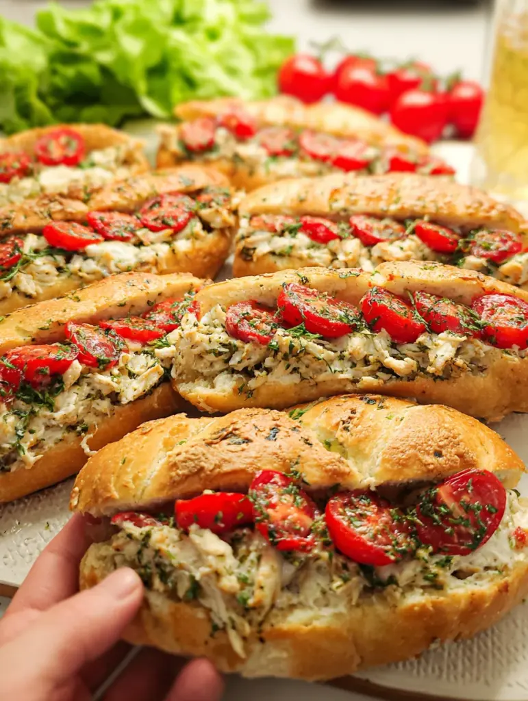 Tomatenbroodjes met kipsalade
