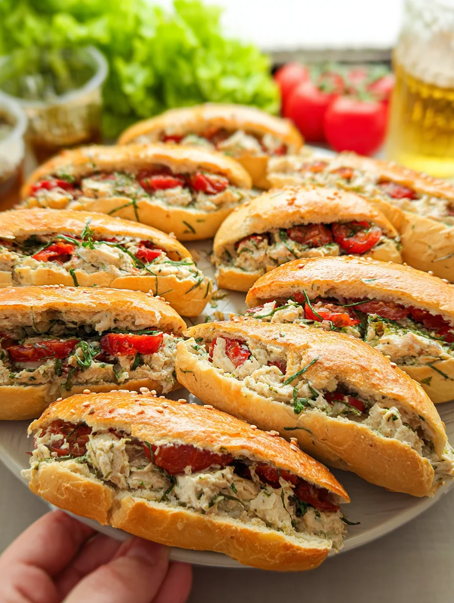 Tomatenbroodjes met kipsalade