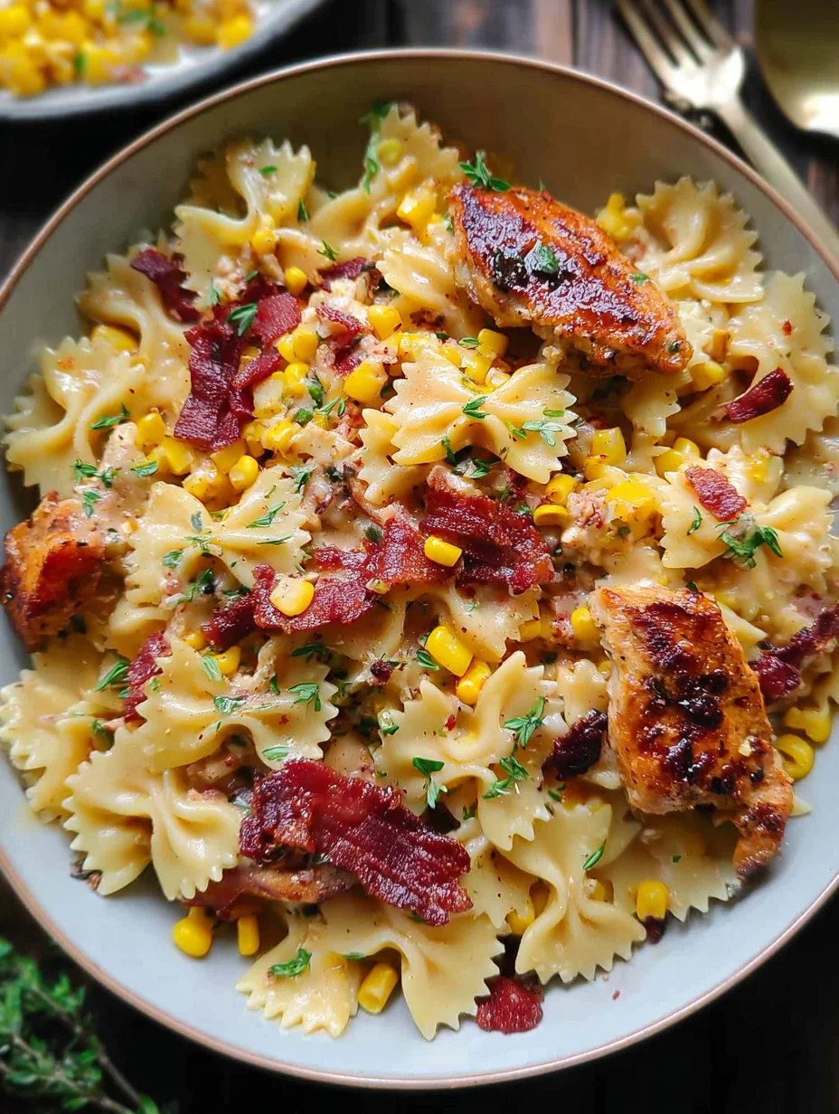 Creamy Chicken and Corn Pasta with Bacon
