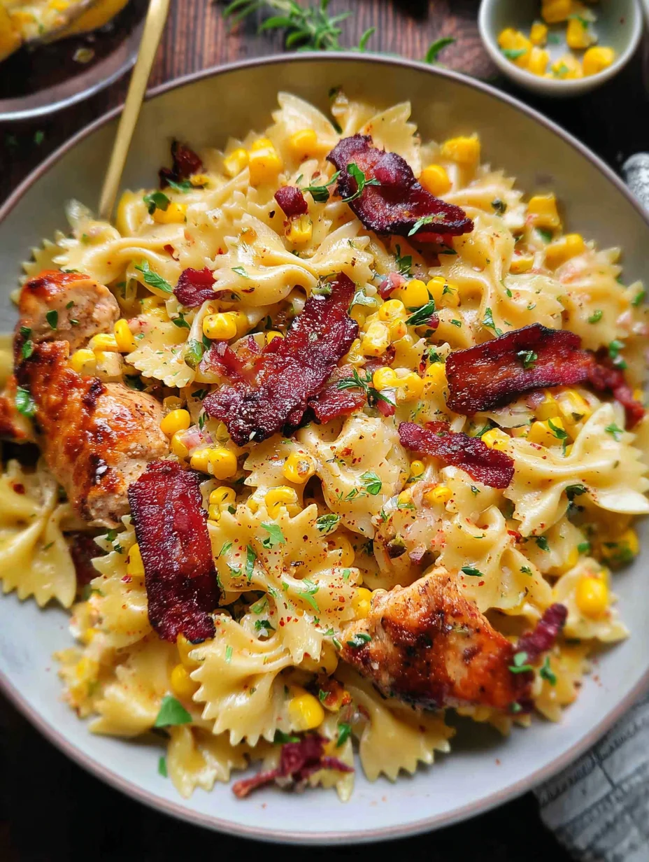 Creamy Chicken and Corn Pasta with Bacon