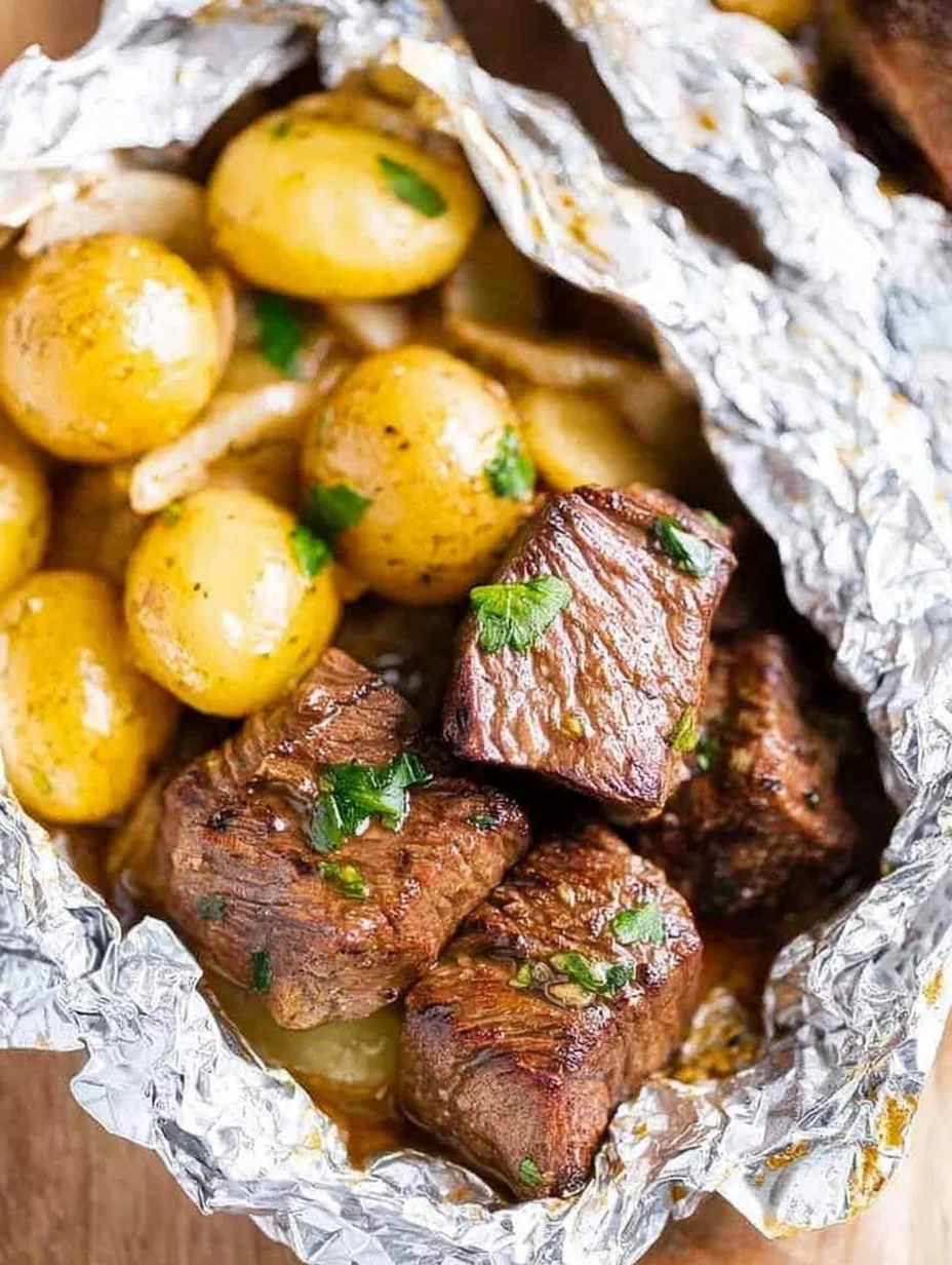Garlic Butter Steak and Potato Foil Packets