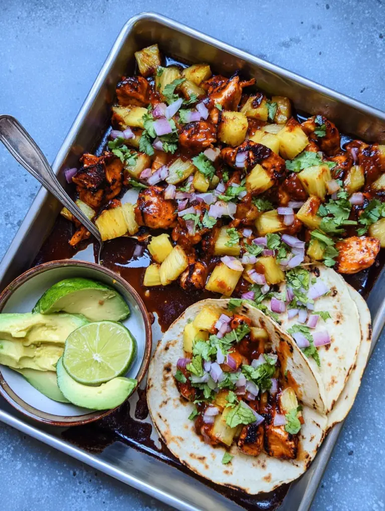 One Pan Chicken & Pineapple Tacos