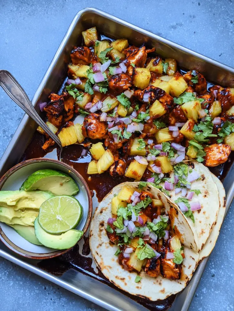 One Pan Chicken & Pineapple Tacos