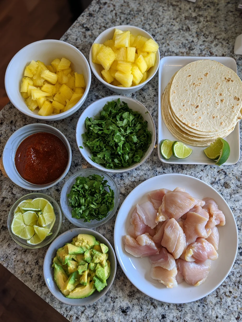 One Pan Chicken & Pineapple Tacos