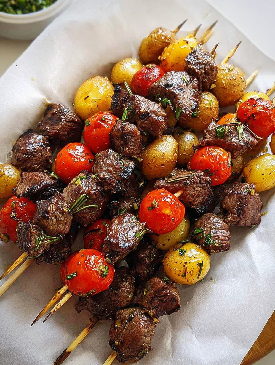 Rosemary Garlic Steak Kebabs
