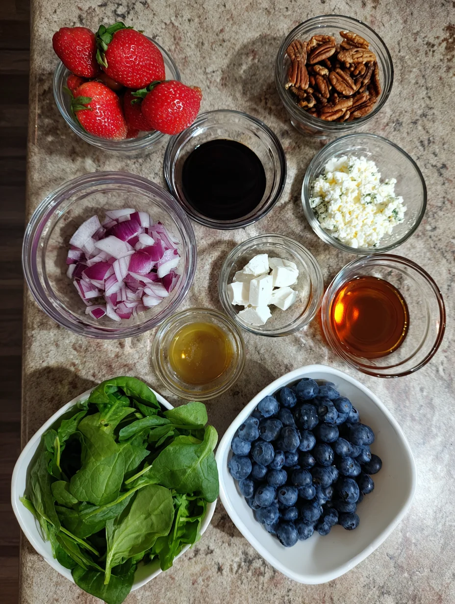 Spinach Strawberry Salad with Feta Cheese