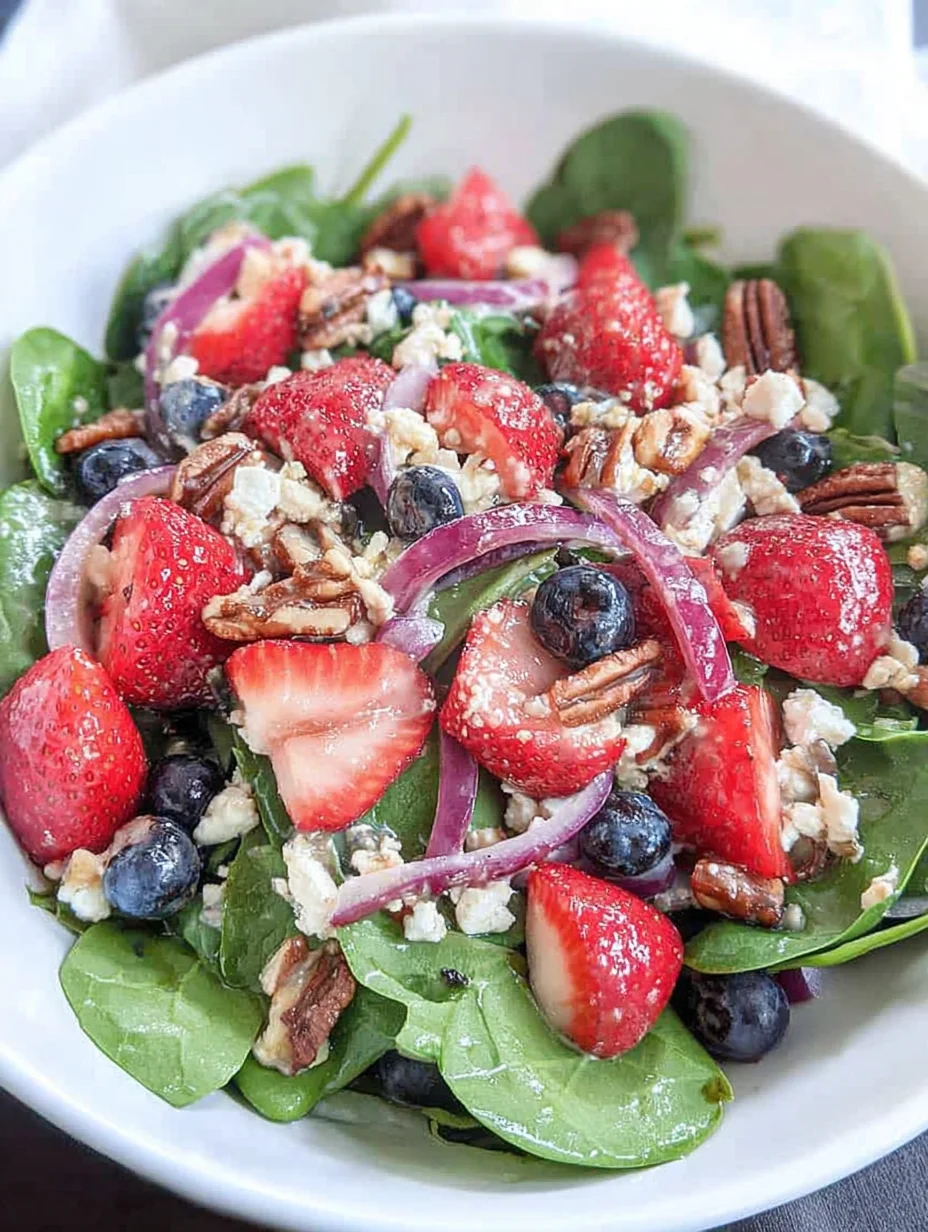 Spinach Strawberry Salad with Feta Cheese