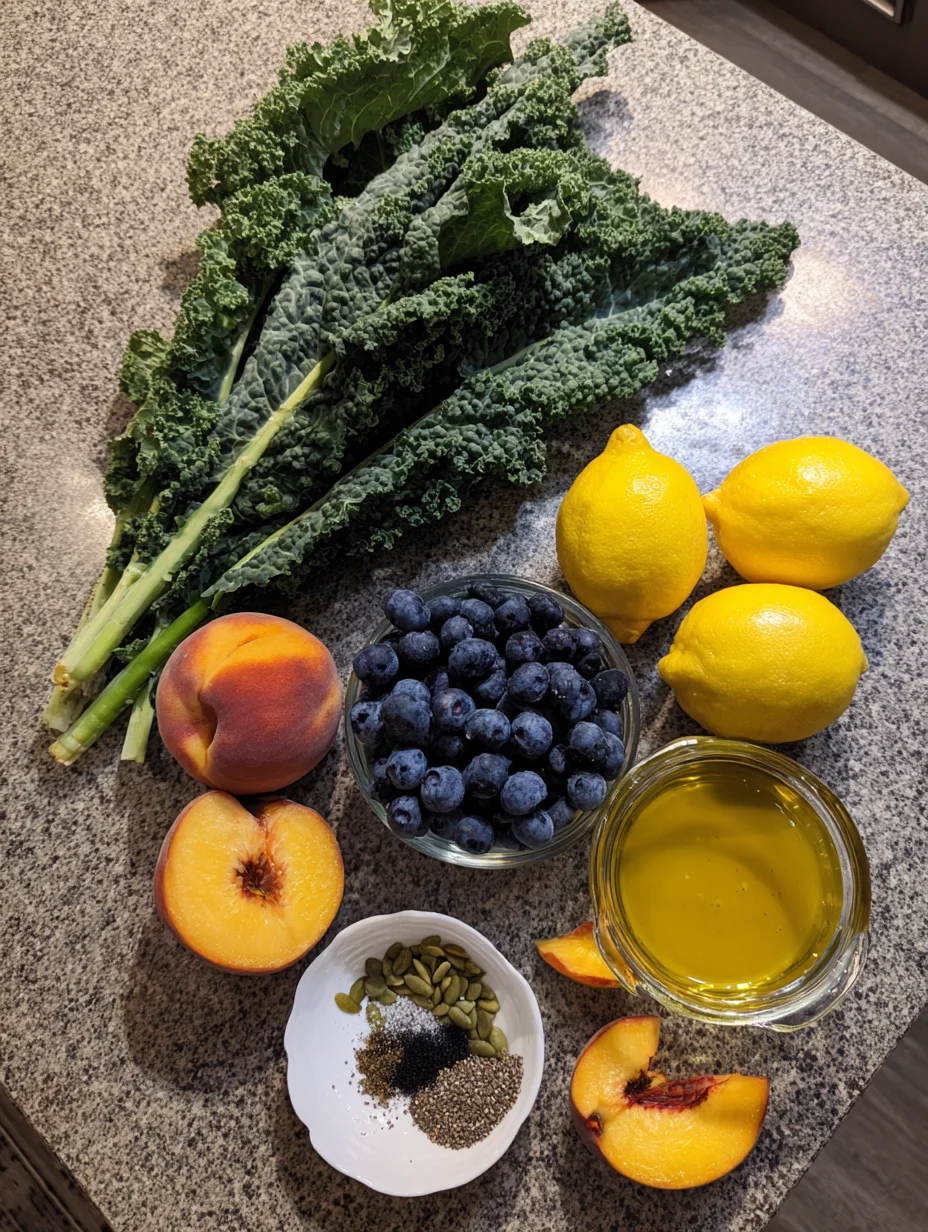 Summer Peach Blueberry Kale Salad