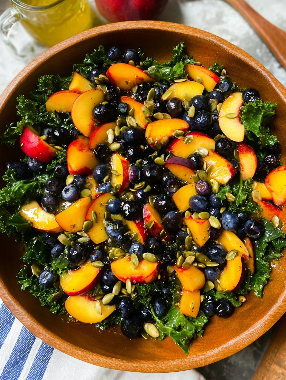 Summer Peach Blueberry Kale Salad